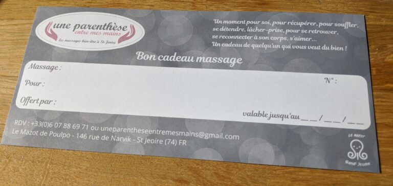 bon cadeau massage